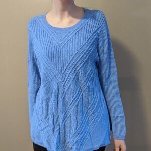 Talbots Blue Crewneck Sweater Speckle Design